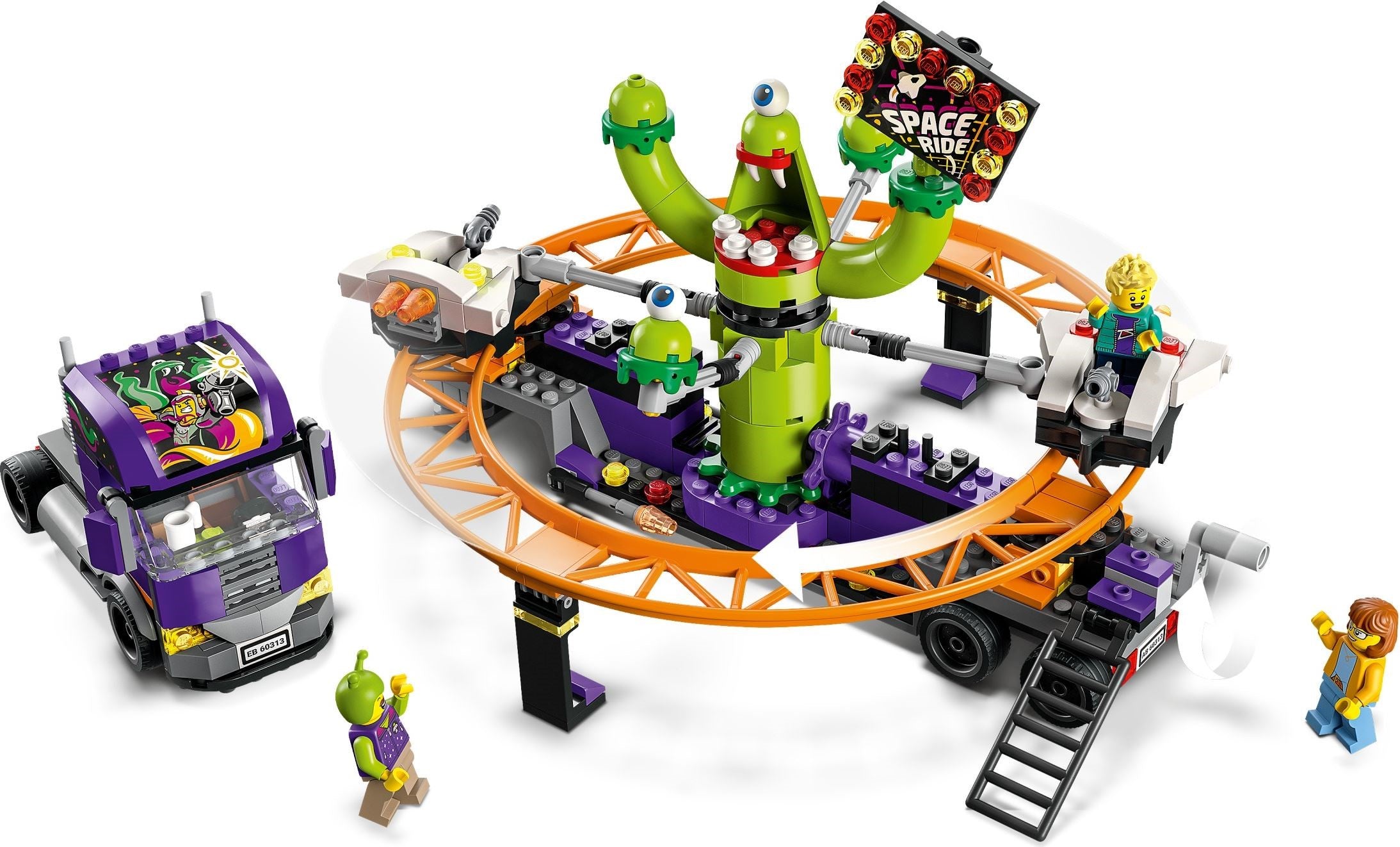 LEGO® City Tovornjak s potujočim zabaviščem in vesoljsko atrakcijo (60313)